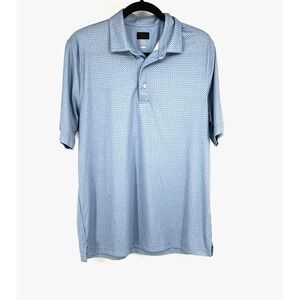 Greg Norman Play Golf Polo Shirt Mens Medium Blue Pattern Performance Shark